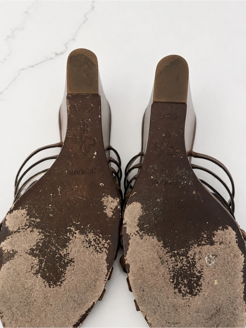 Cole Haan Brown Woven Leather Wedge Mules